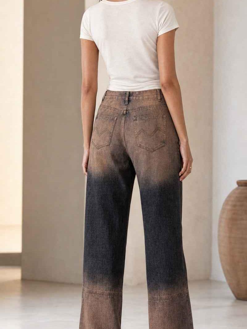 Rhinestone  Wide Leg Denim Pants
