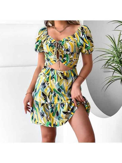 Floral CutOut Mini Short Dress