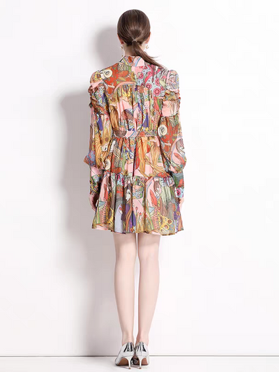 Abstract Printed Short Dress