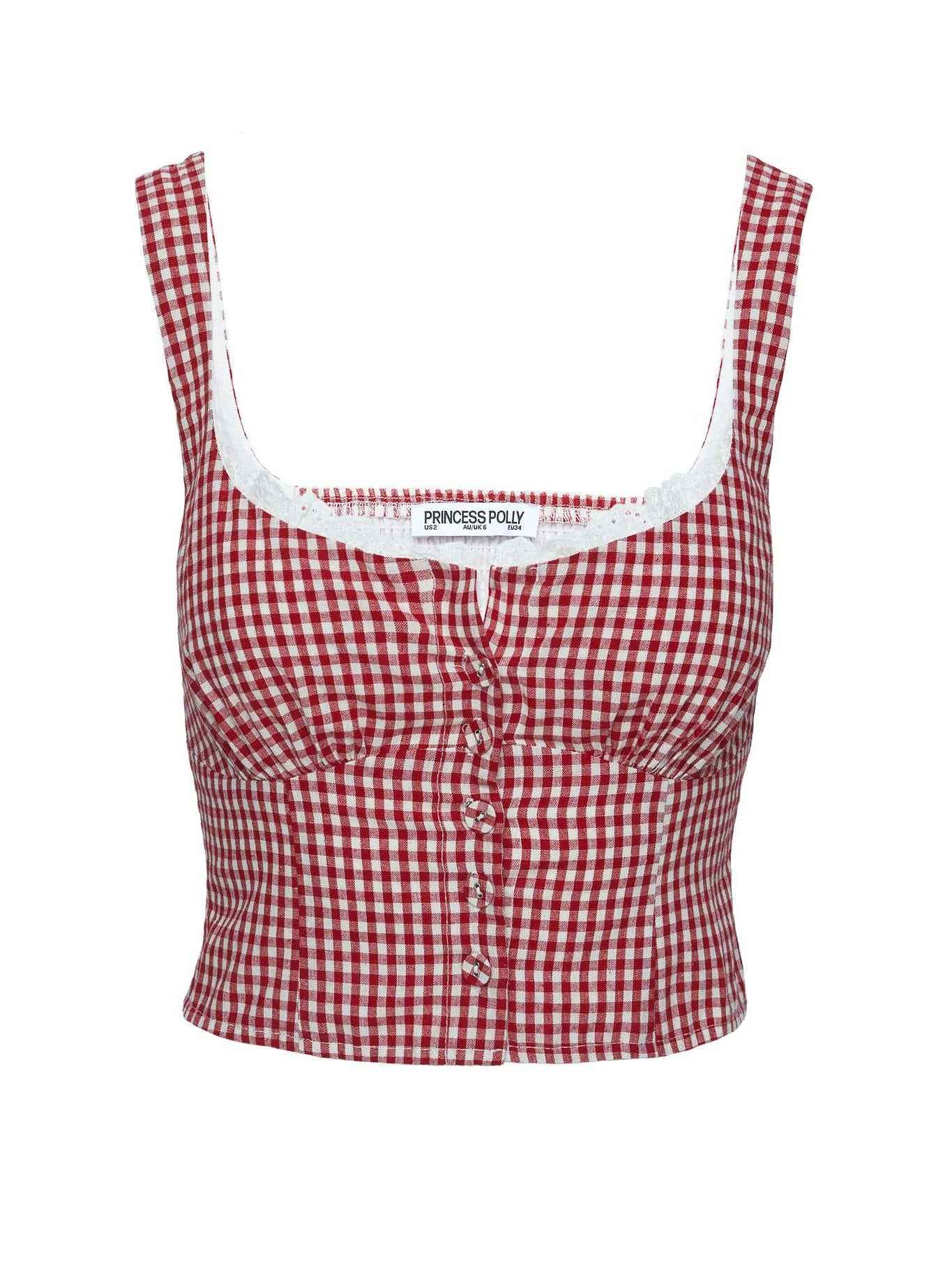 Picnic Charm Gingham Red Top
