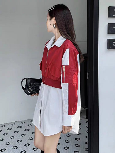 Oversized fit Shirt Dress with Attached Jacket