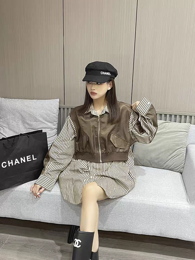 Oversized fit Shirt Dress with Attached Jacket