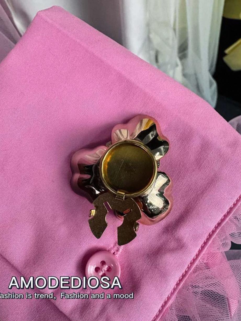 Embroidered Beads Oversized Fit Shirt Dress with Net Bell Sleeves