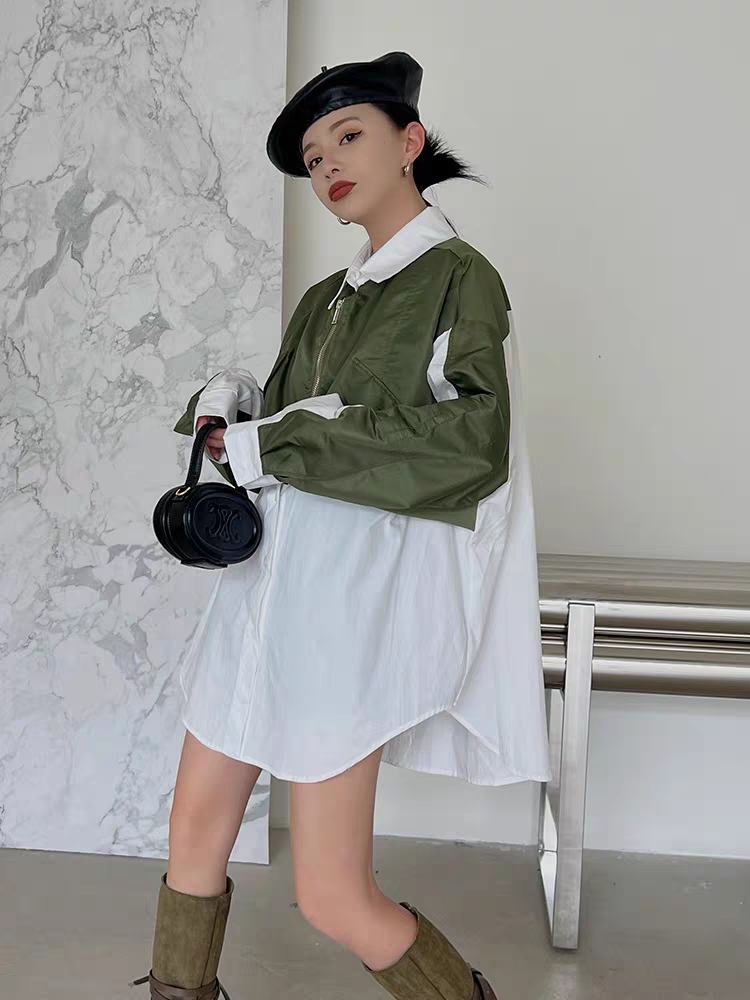 Oversized fit Shirt Dress with Attached Jacket