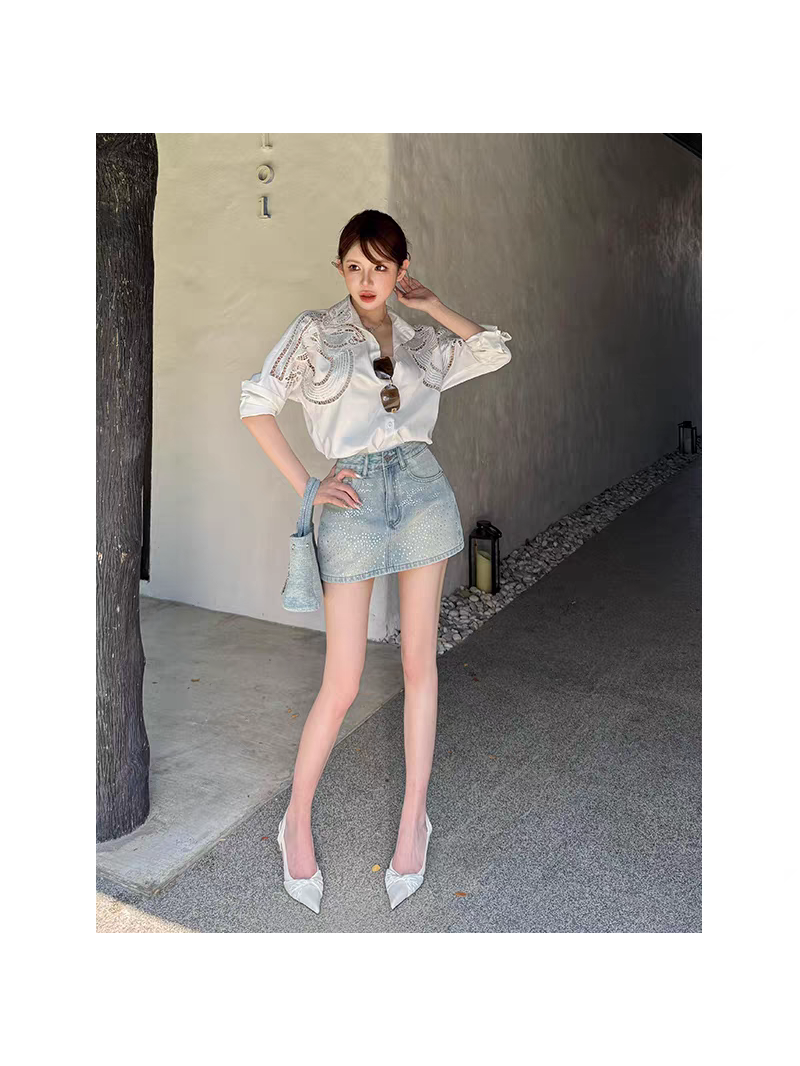 Embroidered Beads Oversized fit Shirt Dress