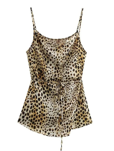 Animal Print Spaghetti Strap Cami Top & Wide Leg Pants Coord Set