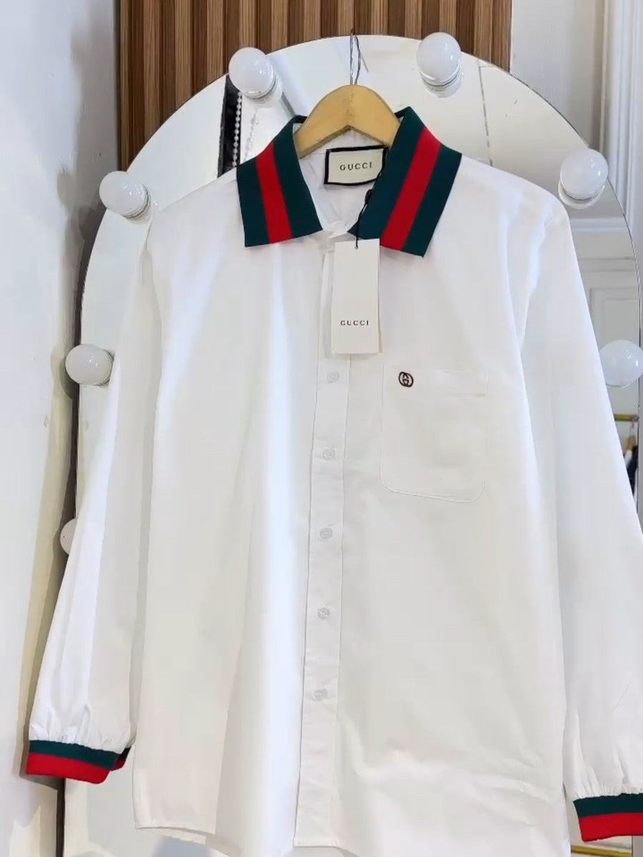 Stripe Collar White Shirt