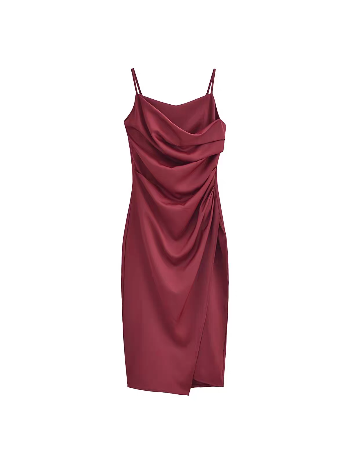 Spaghetti Strap Solid Slit Dress