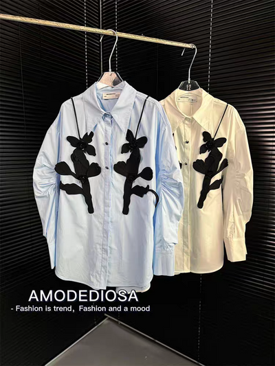 Oversized fit Butterfly Applique Shirt Dress