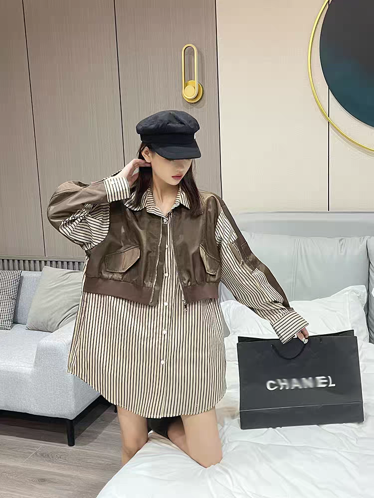 Oversized fit Shirt Dress with Attached Jacket