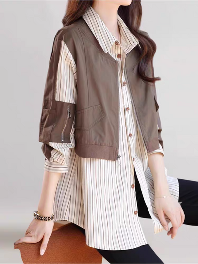 Oversized fit Shirt Dress with Attached Jacket