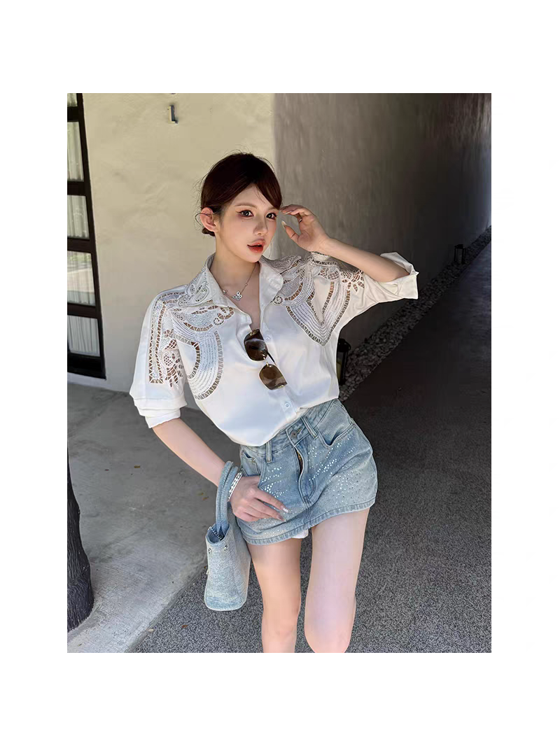 Embroidered Beads Oversized fit Shirt Dress