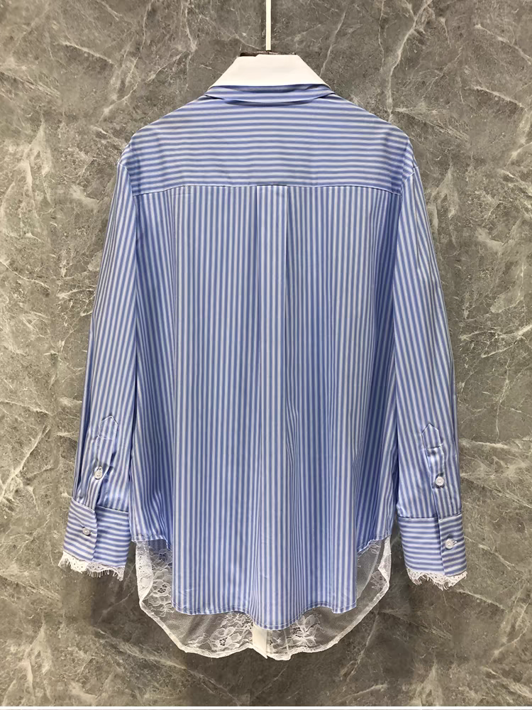 Oversized Fit Shirt with Attached Lace