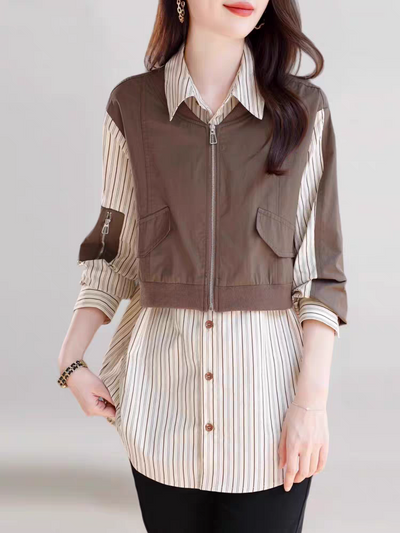 Oversized fit Shirt Dress with Attached Jacket