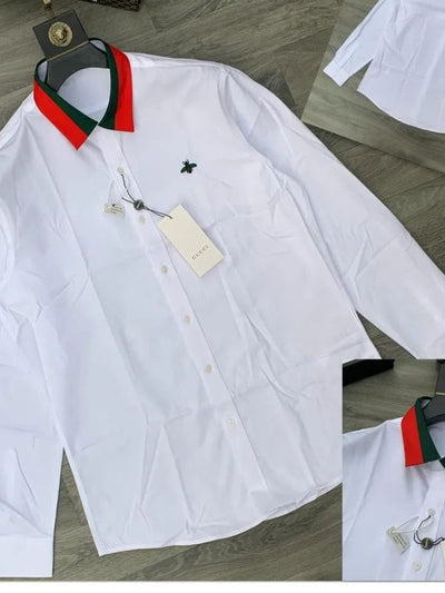 Stripe Collar White Shirt