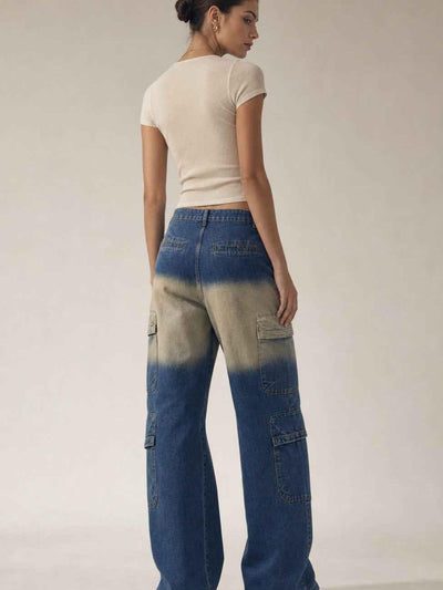 Rhinestone Denim Cargo Pants
