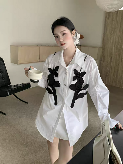 Oversized fit Butterfly Applique Shirt Dress