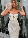 Crochet Cutout Slit Tube Dress