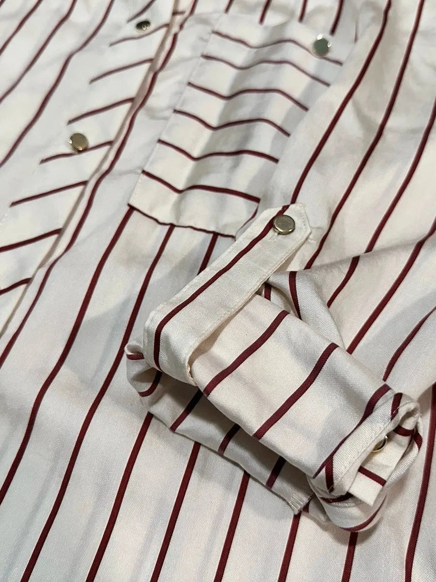 Striped Belted Midi Shirt Dress