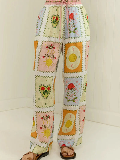 Sun/ Moon Tile Print Shirt & pants Coord Set