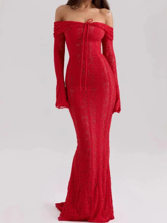 Off-shoulder mermaid silhouette Maxi Dress