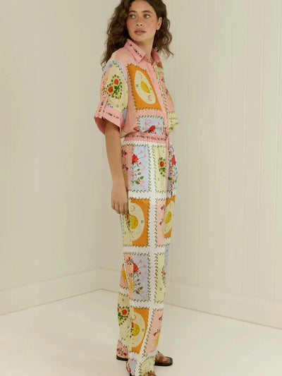 Sun/ Moon Tile Print Shirt & pants Coord Set