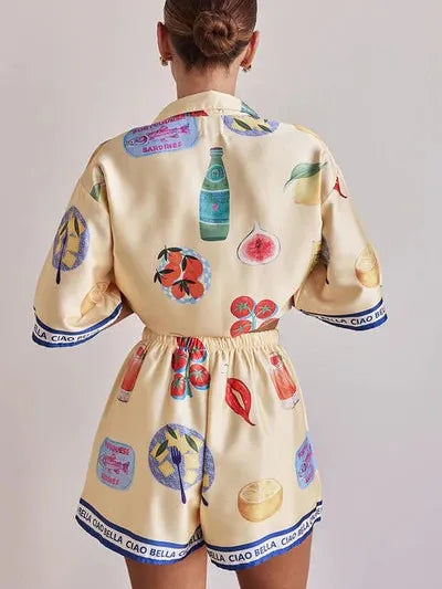 Bella Print Oversized Shirt & Shorts Coord Set