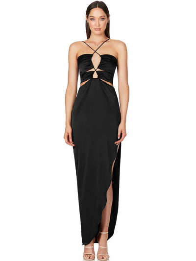 Halter Neck Cutout Split Maxi Dress