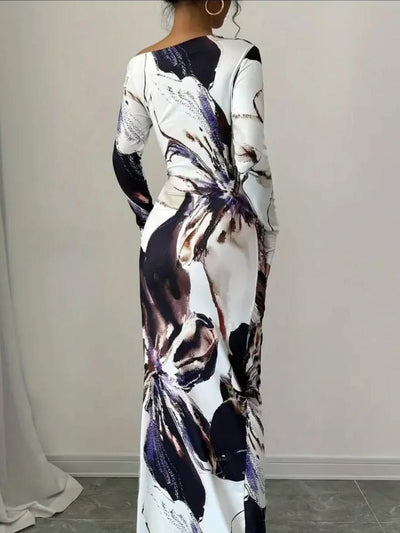 Flower Print Long Maxi Dress