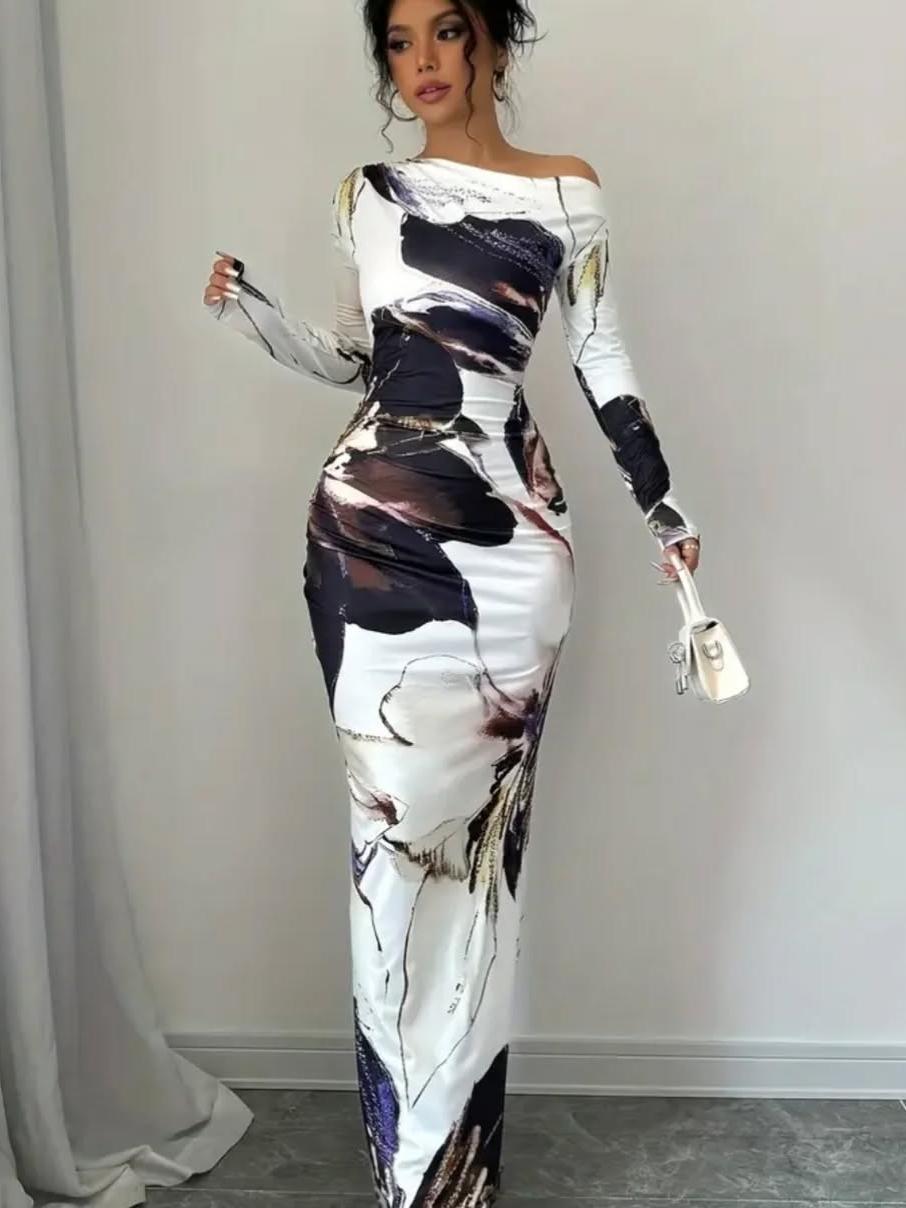 Flower Print Long Maxi Dress