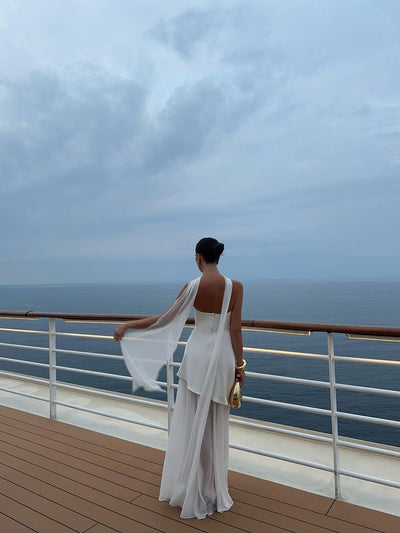 Sofia High Slit Asymmetric Tube Maxi Dress with Scarf