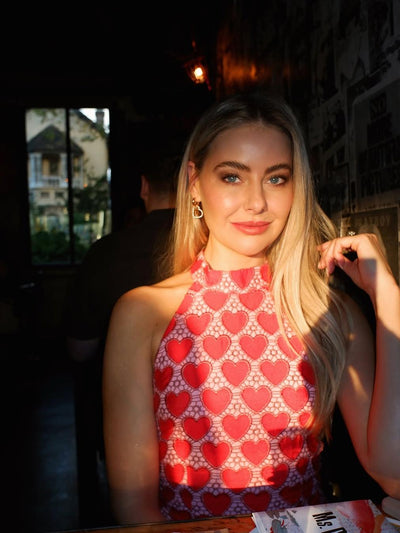 Heart Laser Print Cutout Sleeveless Fringe Midi Dress