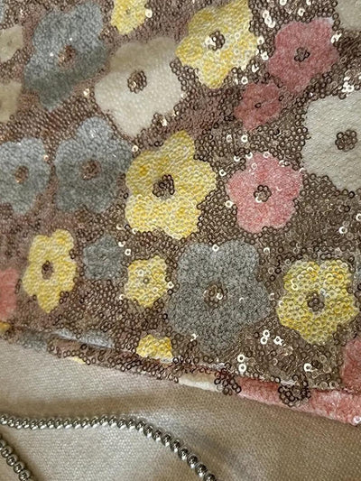 Flower Print Sequins Short Skirt