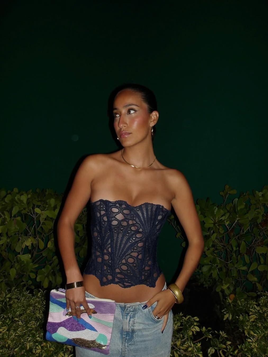 Valencia Mesh Lace Tie Back Tube Top