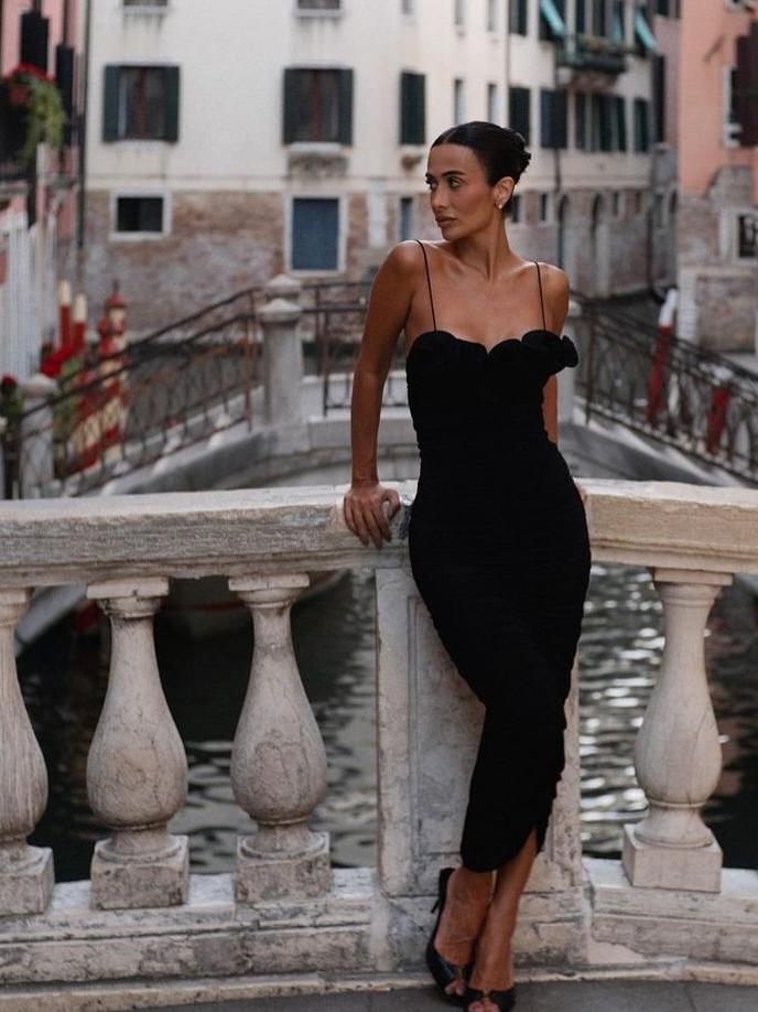 Keara Applique Spaghetti Strap Ruched Dress