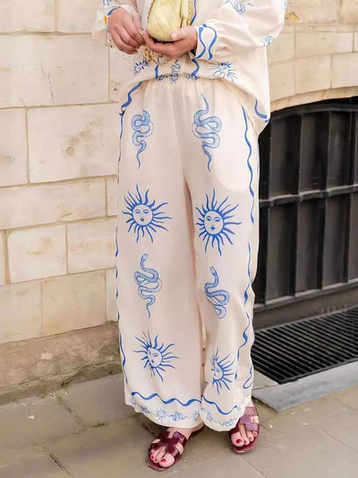 Snake Sun Print Shirt & Pants Coord Set