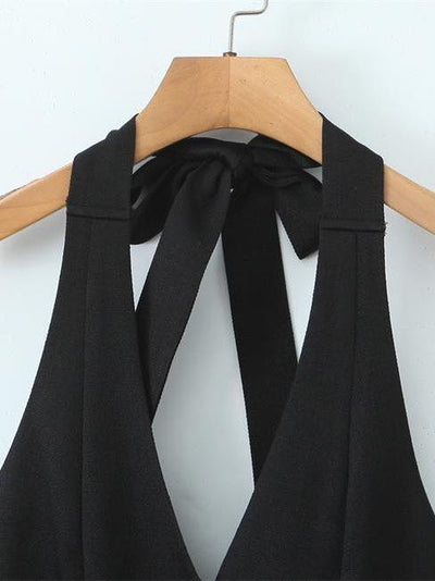 Elizabeth Halterneck Backless Tied Short Dress