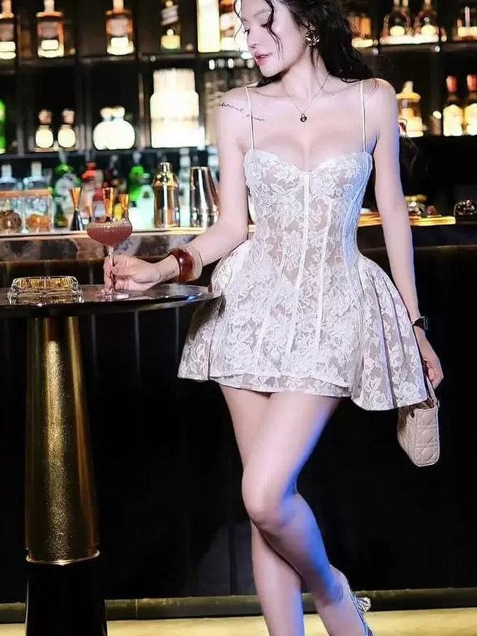 Gloria Lace Bustier A Line Short Dress