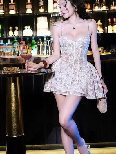 Gloria Lace Bustier A Line Short Dress