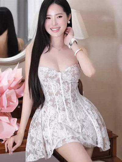 Gloria Lace Bustier A Line Short Dress