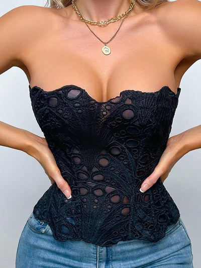 Valencia Mesh Lace Tie Back Tube Top