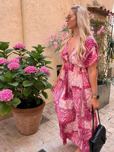 Vintage Print Clara Hollow Out Casual Sleeveless Maxi Dress