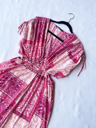 Vintage Print Clara Hollow Out Casual Sleeveless Maxi Dress