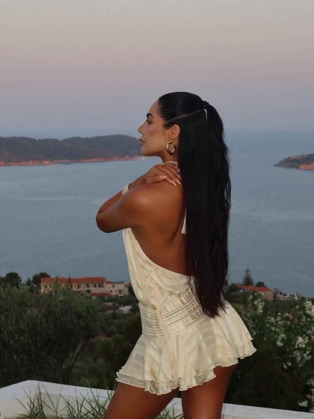 Halterneck Pleated Texture Short Dress