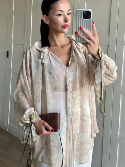 Asymmetric V Neck Long Sleeve Shirt Top