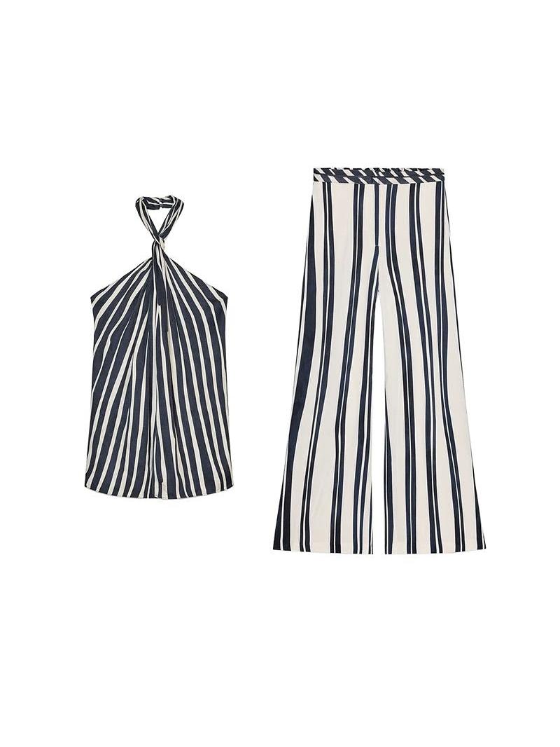 Striped Halterneck Top & Pants Coord Set