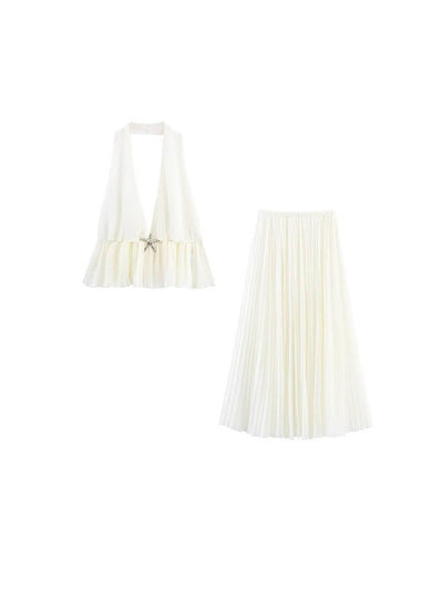 Halterneck Vest Top & Skirt Coord Set