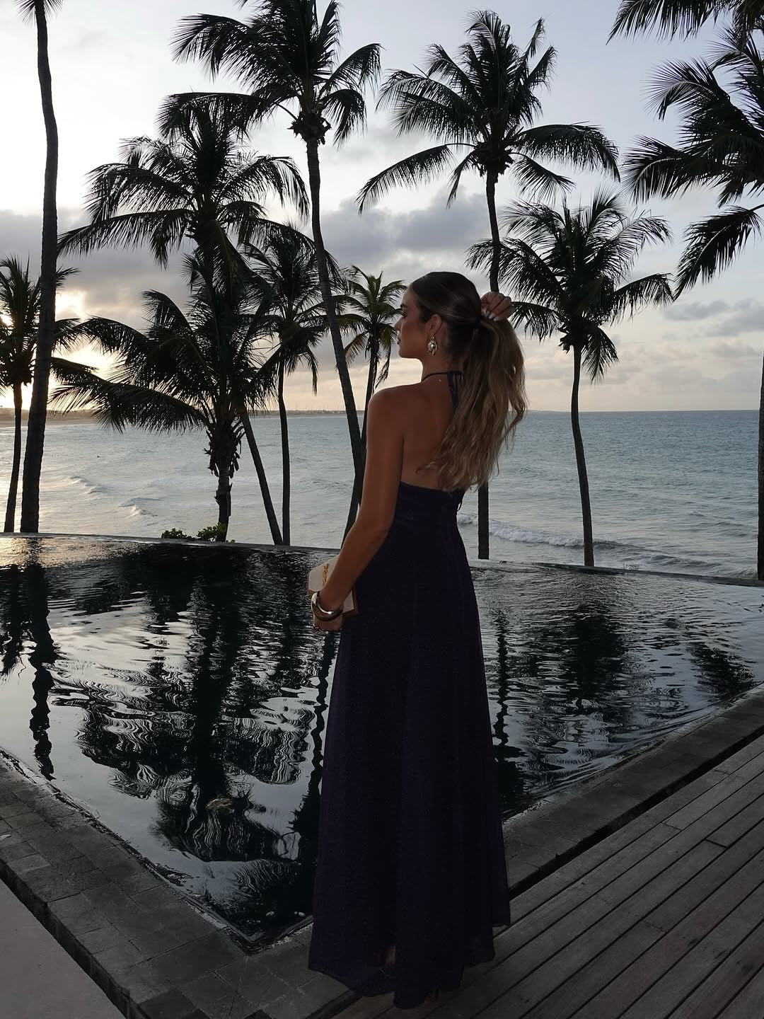 Blue Dot Asymmetric V Neck Maxi Dress