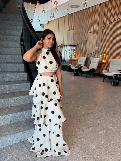 Halterneck Ruffle Crop Top & Long Skirt Coord Set