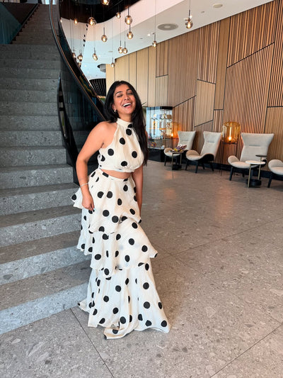 Halterneck Ruffle Crop Top & Long Skirt Coord Set